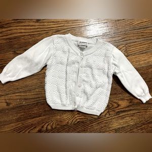 Toddler white cardigan with crochet detail